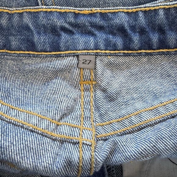 Carmar Denim Jeans Shorts 27 Blue Distressed Eagle Patch Frayed High Rise Y2k - Picture 13 of 13
